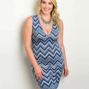 Blue Stretchy Dress 1x2x3x
